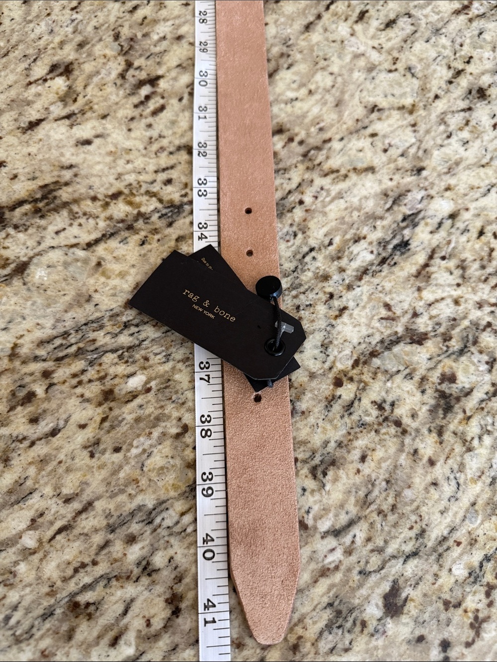rag & bone Boyfriend Belt in Nude Suede with Textured Silver-tone Buckle Sz M - Picture 10 of 11